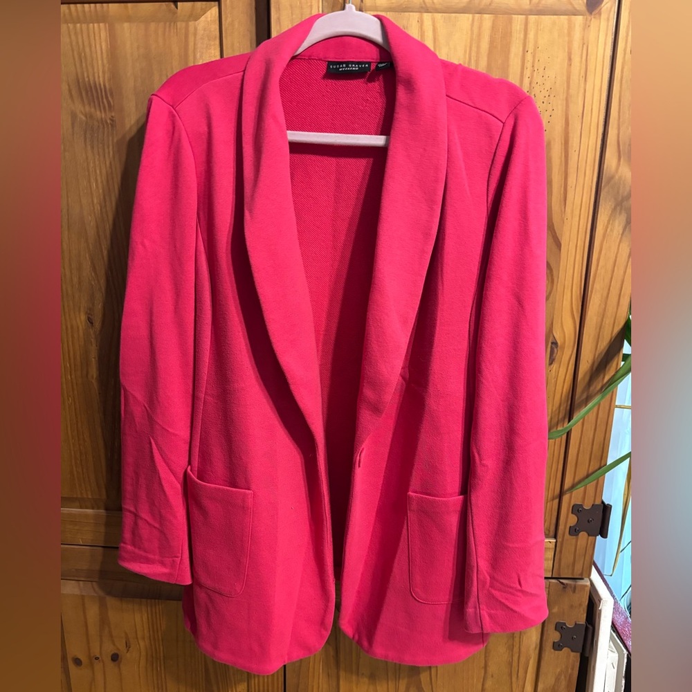 Susan Graver Hot Pink Open Front Blazer